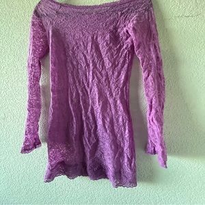 Victoria’s Secret  long sleeves lavender off shoulder lacy slip/dress Size small